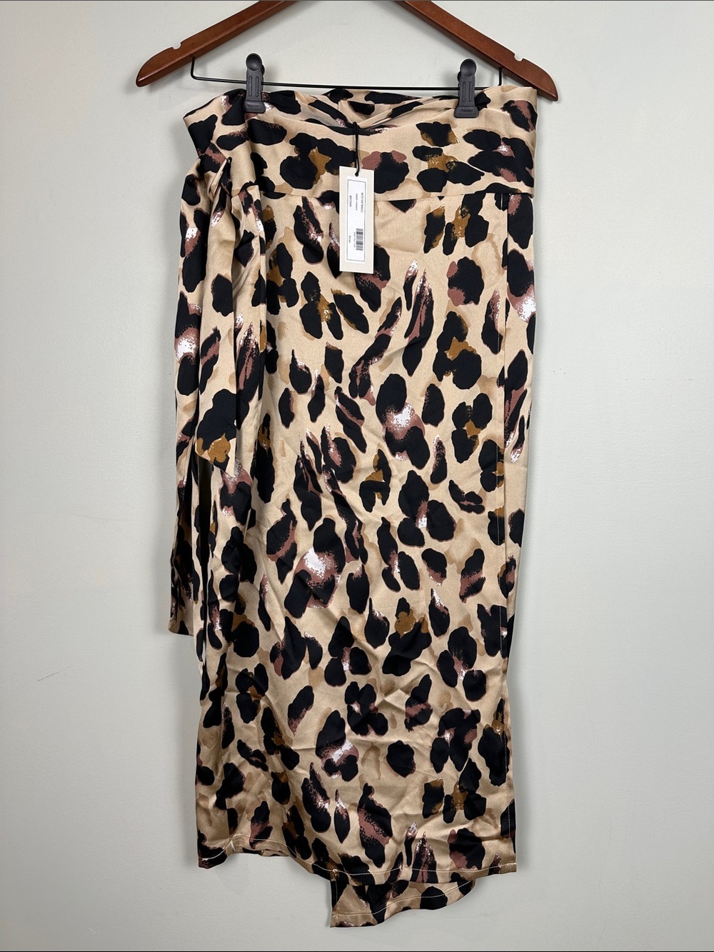 NWT Never Fully Dressed animal print wrap skirt satin feel sexy business casual